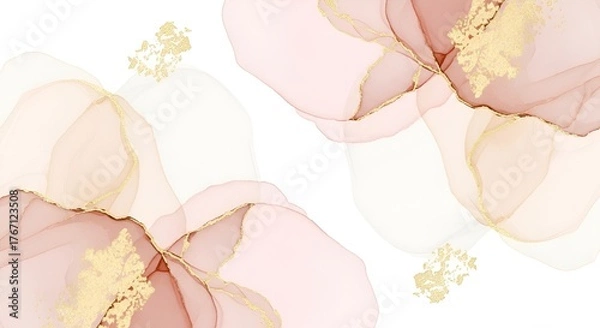 Fototapeta Elegant fluid art background with pink hues and shimmering gold accents design