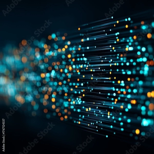 Obraz Floating Bitcoin and Ether in Abstract Technology Environment