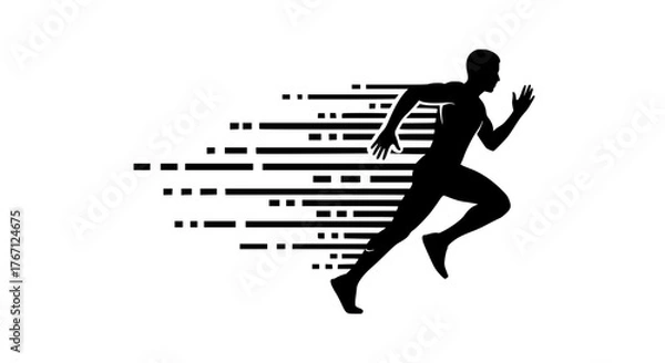 Fototapeta Vector of a runner in motion with speed lines