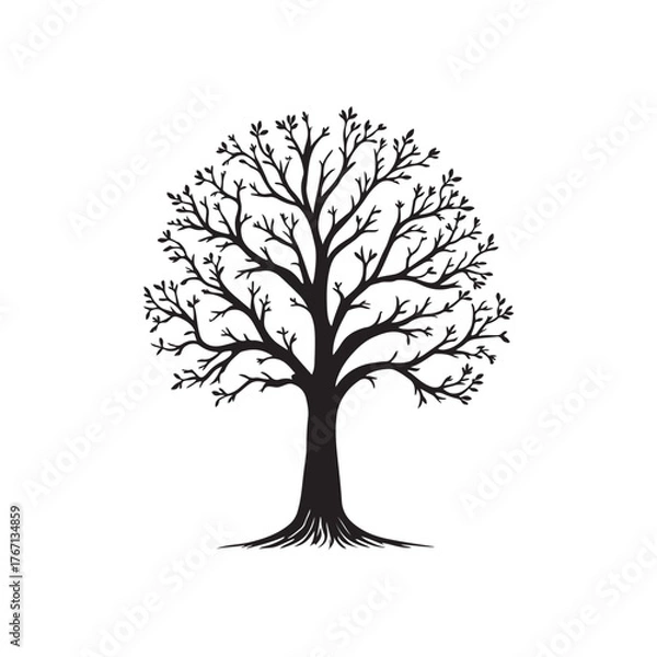 Obraz Tree silhouette art vector on white background