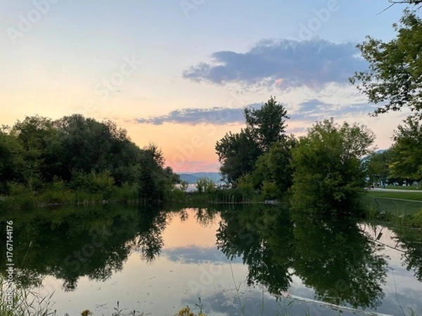 Obraz sunset over the river