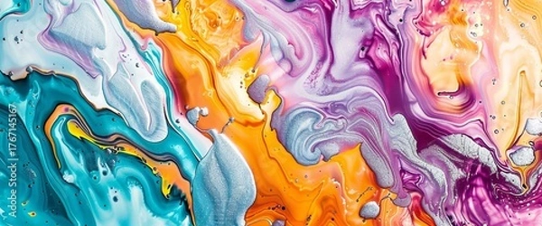 Fototapeta Abstract Fluid Art Swirls and Color Blends