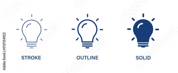 Fototapeta Light bulb icon. Editable stroke, outline and solid icons.