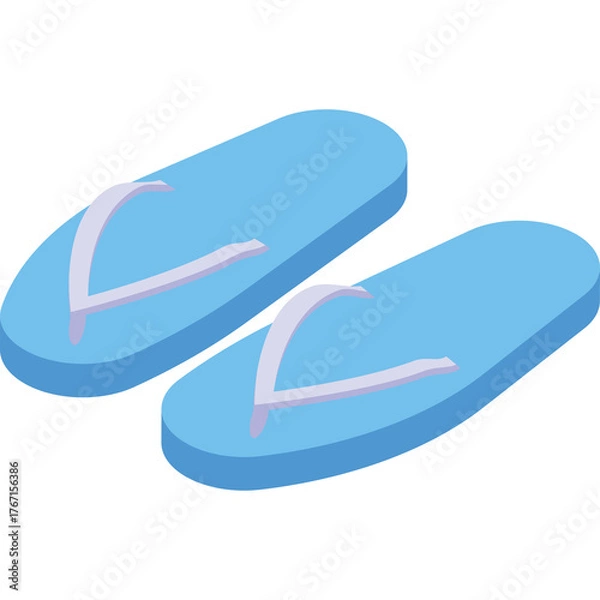 Obraz Pair of Light Blue Flip Flops on a Transparent Background Ideal for Summer Beach and Vacation Themes