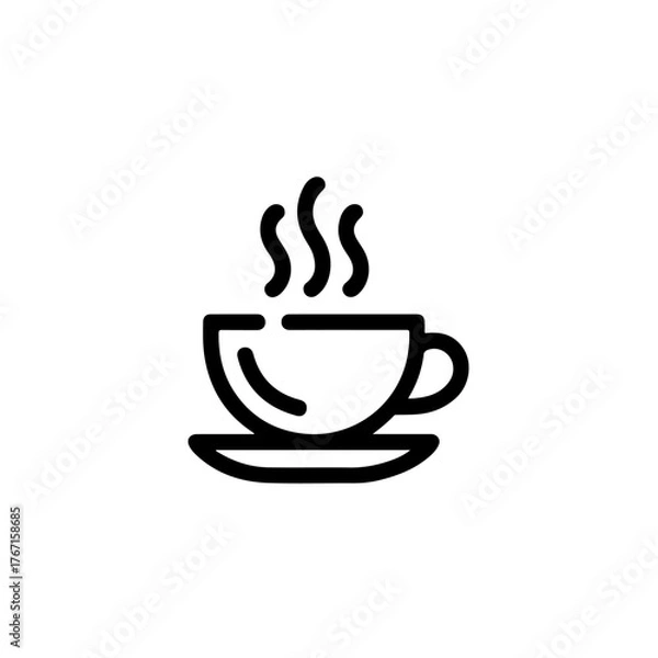 Obraz Simple black coffee cup silhouette graphic design with clean lines isolated on white background