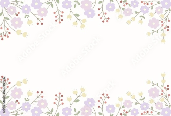 Obraz 紫の花と赤いベリーのフレームポストカード