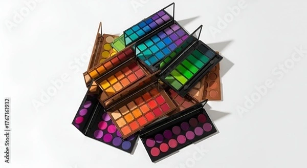 Obraz A Colorful Array of Makeup Palettes: Exploring Beauty and Creative Expression