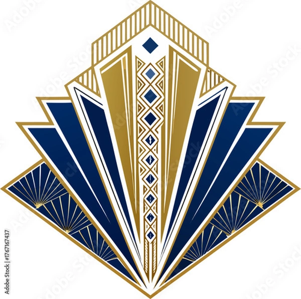 Obraz Gold black art deco architecture seamless pattern