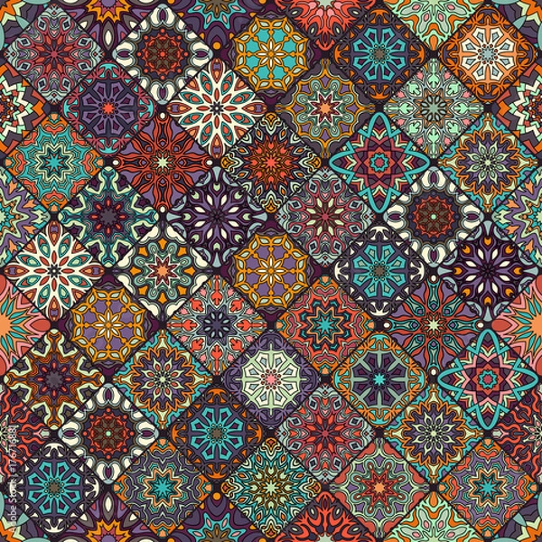 Fototapeta Seamless pattern. Vintage decorative elements. Hand drawn background. Islam, Arabic, Indian, ottoman motifs. Perfect for printing on fabric or paper.