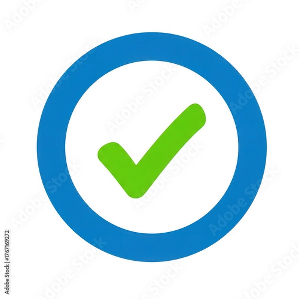 Fototapeta Green checkmark in blue circle isolated on transparent background isolated on transparent background