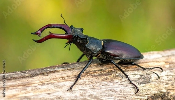 Fototapeta Stag Beetle on Branch A Majestic Insect Portrait