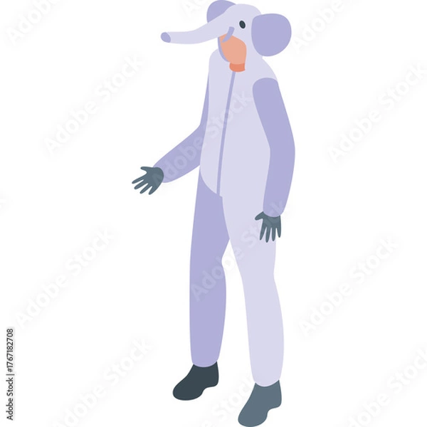 Obraz Person Wearing A Light Purple Elephant Onesie Costume With A Transparent Background And A White Background