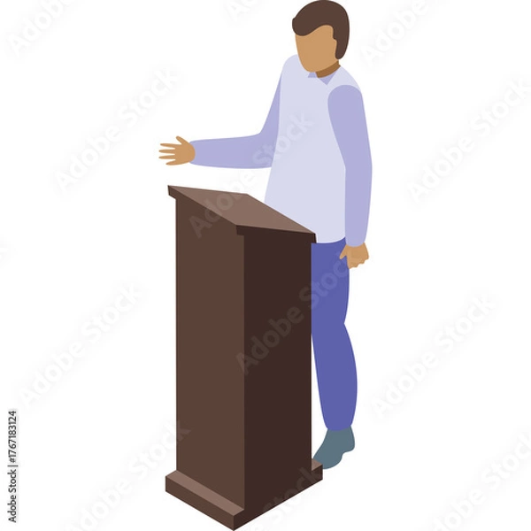 Obraz Person Standing at a Podium Gesturing to an Audience with a Transparent Background