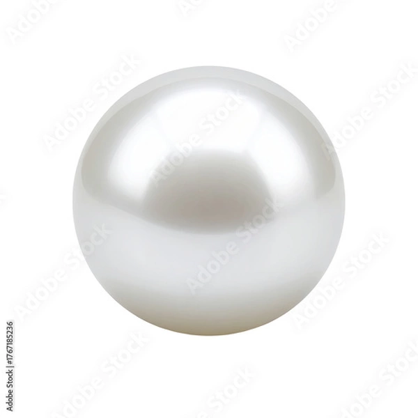 Fototapeta Iridescent, spherical pearl glows on black. Isolated