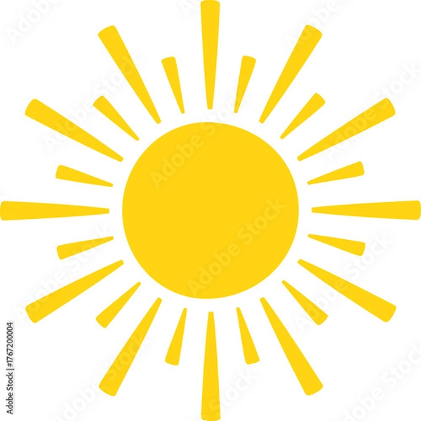 Obraz Bright Yellow Sun With Sunburst Rays Isolated On Transparent Background With No Background Objects