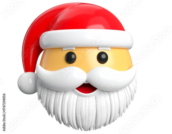 Obraz  Minimal Santa Claus Emoji Icon with Simple Line Art, Flat Vector Style, isolated,And transparent the background.
