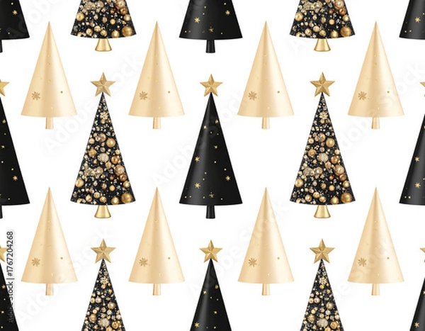 Fototapeta  Hand-Drawn Christmas Tree Pattern with Colorful Doodles, Playful Watercolor Style, isolated.,And transparent the background.
