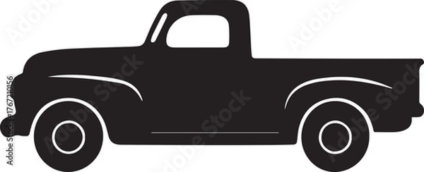 Obraz truck black shape icon silhouette vector flat illustration design on white background