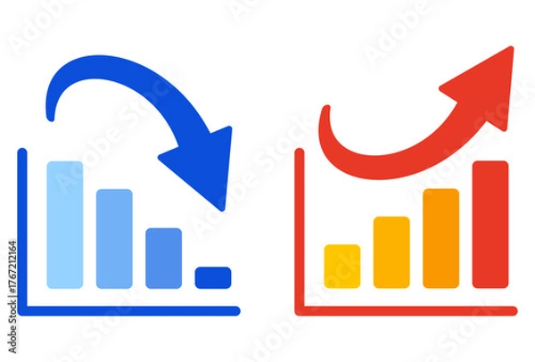 Fototapeta 棒グラフが上下するイメージアイコン素材セット