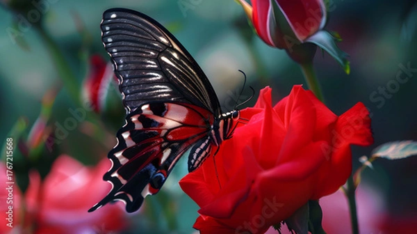 Obraz Butterfly on Red Flower