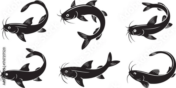 Obraz catfish silhouette design with white background