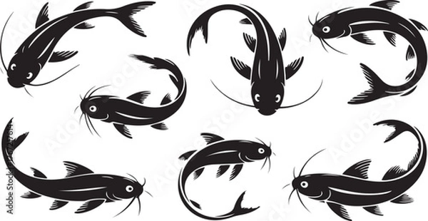 Obraz catfish silhouette design with white background