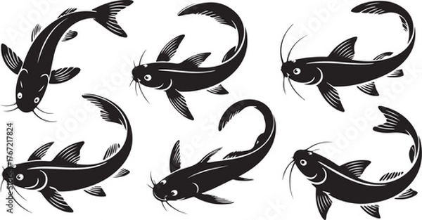 Fototapeta catfish silhouette design with white background