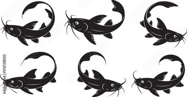 Obraz catfish silhouette design with white background