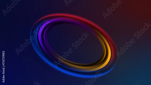 Fototapeta Dynamic Colorful Light Ring Abstract Dark Background Loop
