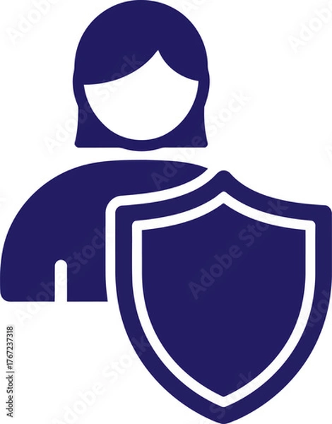 Fototapeta Vector art of woman with shield for security concept