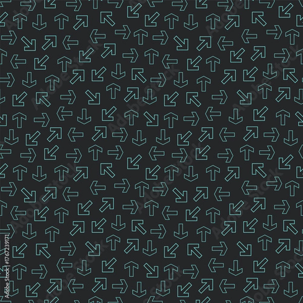 Fototapeta Blue neon arrow seamless pattern background