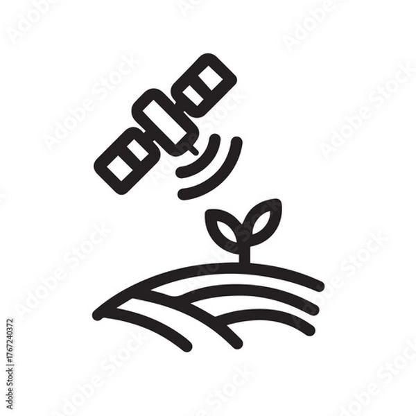 Fototapeta Satellite Farming Icon – Smart AgriTech GPS Vector iluustration.