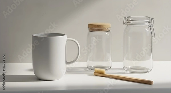 Fototapeta empty glass jar on the table