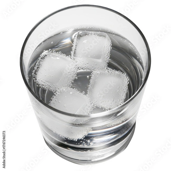 Fototapeta Glass of water with ice cubes isolated on transparent background