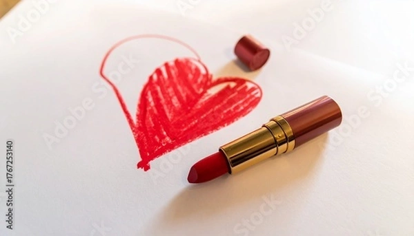 Fototapeta 口紅で描いたハートマークの写真