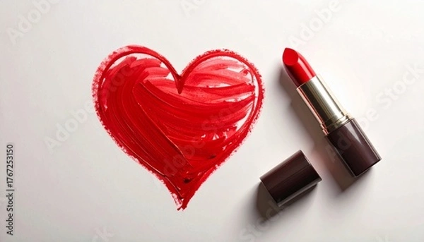 Fototapeta 口紅で描いたハートマークの写真