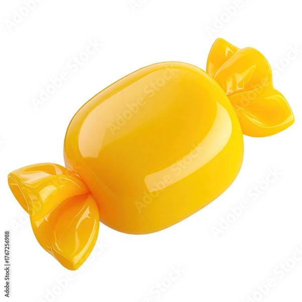 Obraz Glossy yellow candy, wrapped and tied