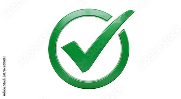 Fototapeta Green check mark in circle isolated on transparent background