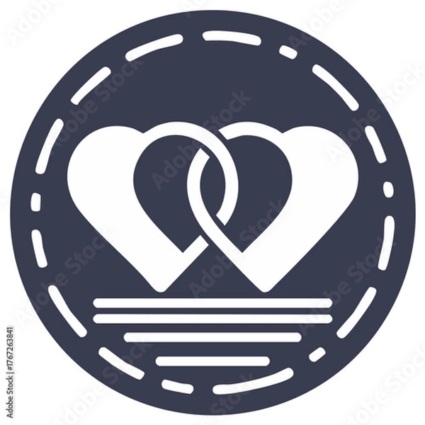 Obraz Two Interlocking Hearts Icon Symbolizing Connection and Unity