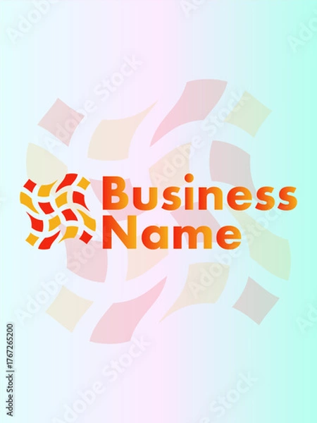 Fototapeta Modern Abstract Business Logo Design with Vibrant Shapes and Customizable Text on Gradient Background