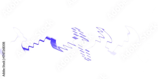 Obraz Abstract Indigo Flowing Lines on a Transparent PNG Background, Isolated Element