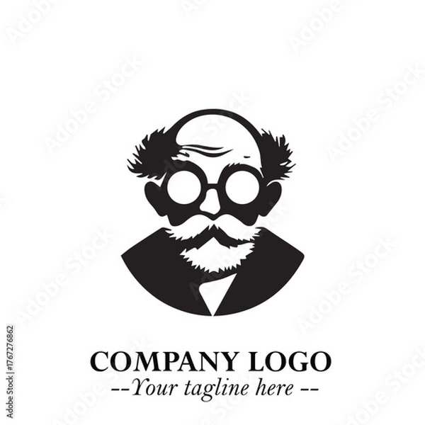 Obraz Intelligent Head of Professor Logo Symbol in Black on White Background with Modern Minimalist Design