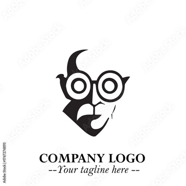 Obraz Intelligent Head of Professor Logo Symbol in Black on White Background with Modern Minimalist Design