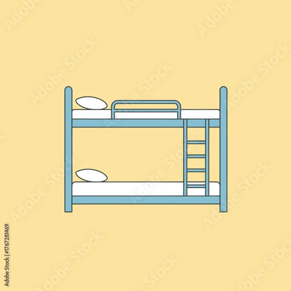 Fototapeta Bunk bed illustration showing two beds stacked on top of each other for sleeping.