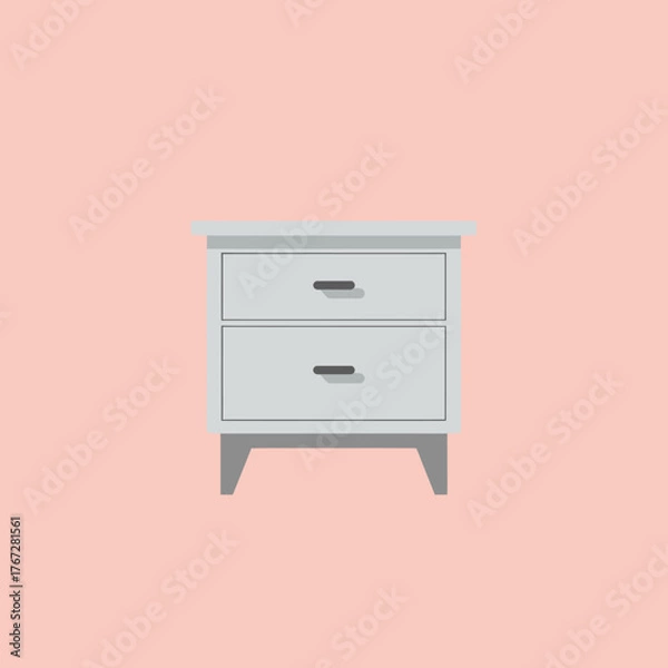 Obraz Elegant Two-Drawer Nightstand with Sleek Design and Minimalist Aesthetic.