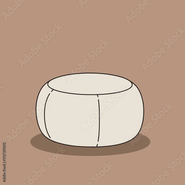 Fototapeta Illustration of a Round White Pouf Ottoman.