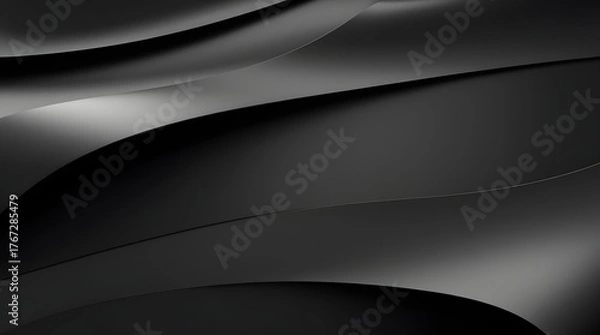 Fototapeta Elegant Silver Metallic Lines on Black Luxury Abstract Background