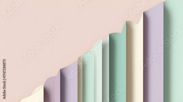 Fototapeta Soft Pastel Layered Papercut Background – Elegant 16:9 Minimalist Design