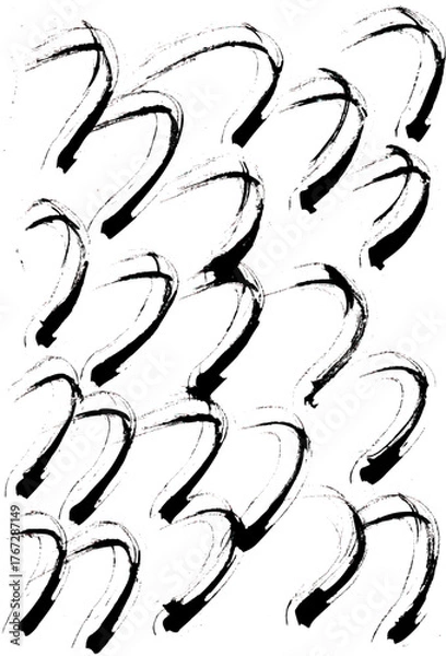 Obraz 筆ブラシカーブパターンベクター（流れるような墨の線デザイン）Brush Curve Pattern Vector – Flowing Ink Stroke Design
