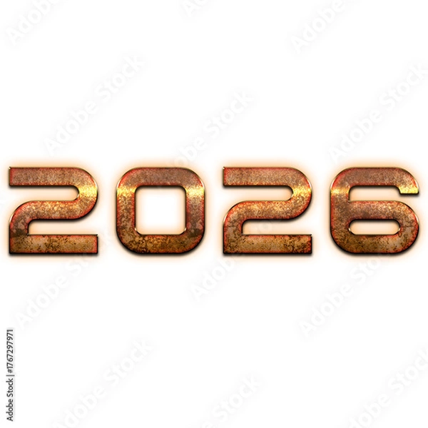 Obraz Hammered Rose Gold 3D 2026 New Year Typography